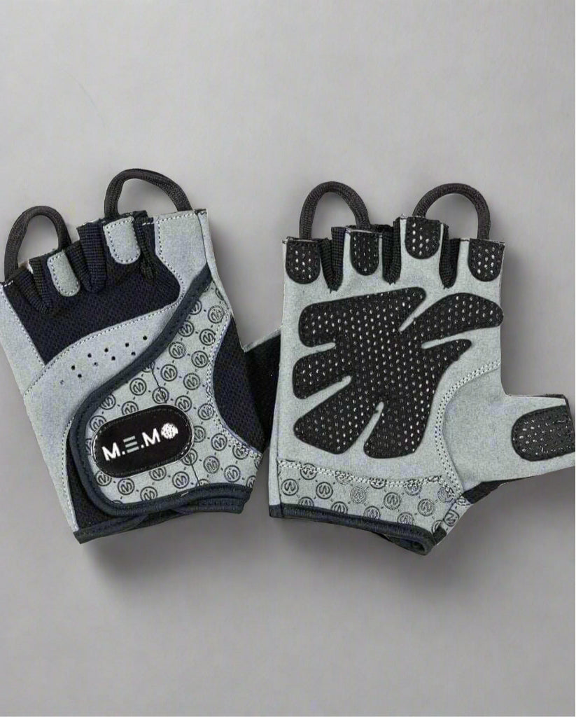 MEMFitness V-2 Women's Weight Lifting Gloves Loops For Easy Removal Grey Black