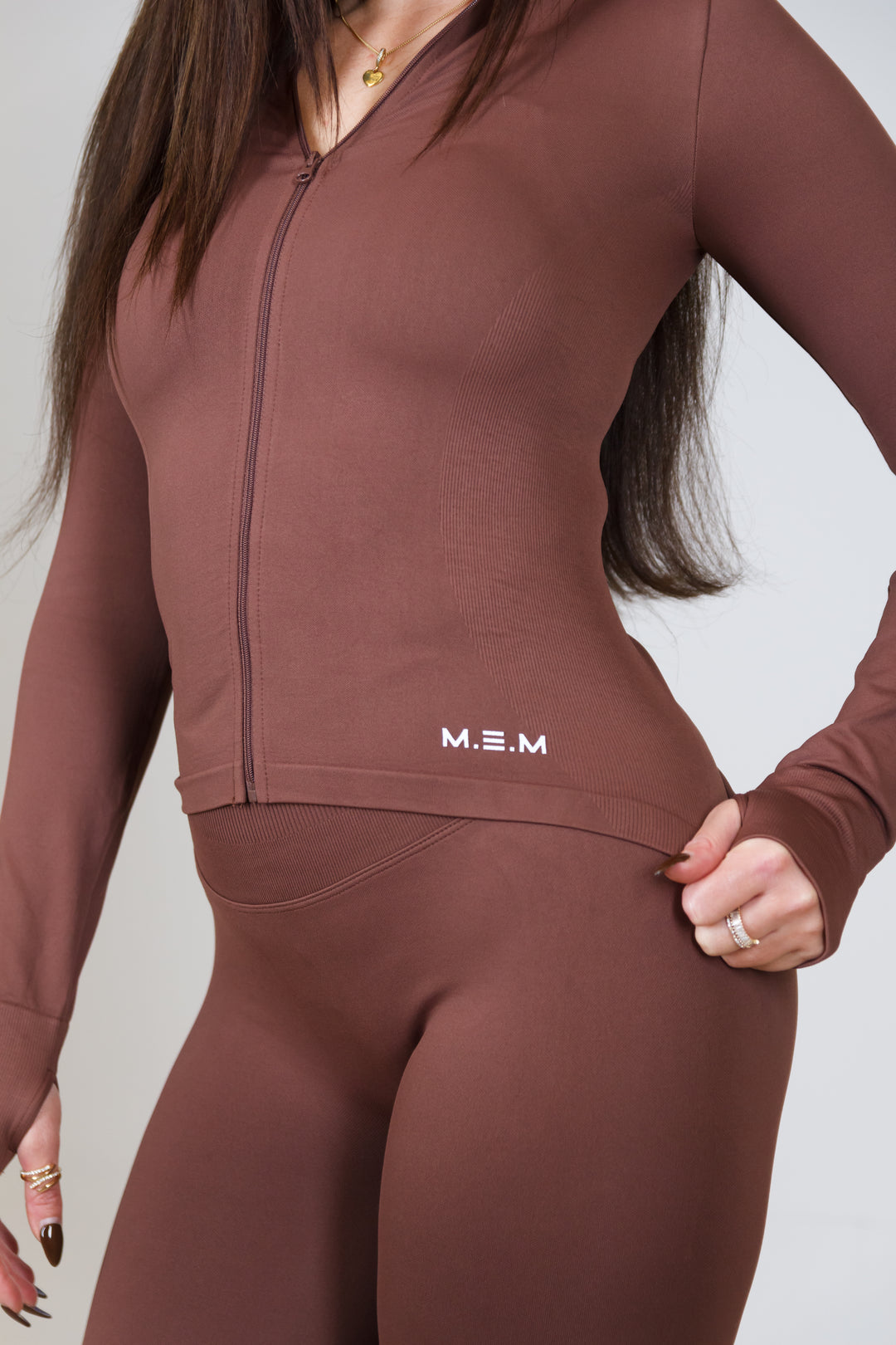 SoftSculpt Flex Zip-Up Top – Brown