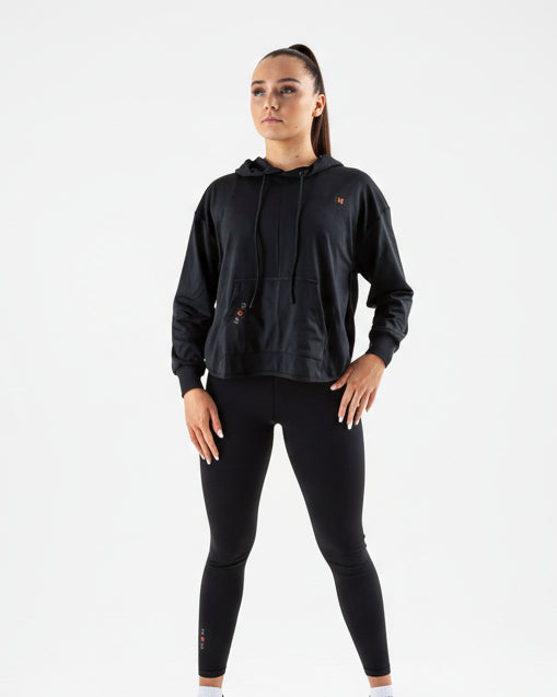 Black Acetate Open Back Hoodie For Gym and Yoga - MEMFitness