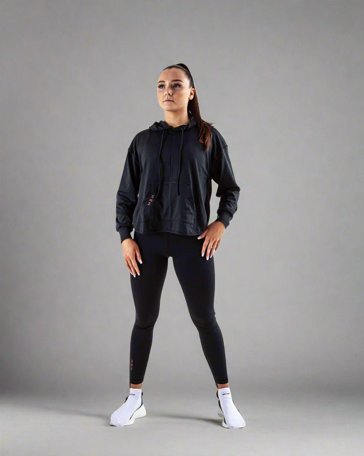 Black Acetate Open Back Hoodie For Gym and Yoga - MEMFitness
