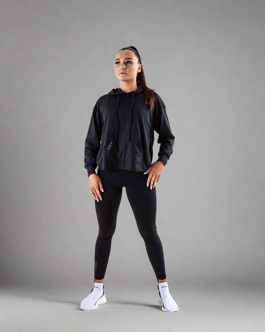 Black Acetate Open Back Hoodie For Gym and Yoga - MEMFitness