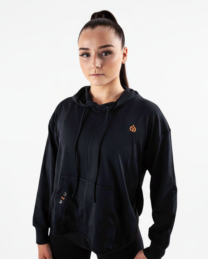 Black Acetate Open Back Hoodie For Gym and Yoga - MEMFitness