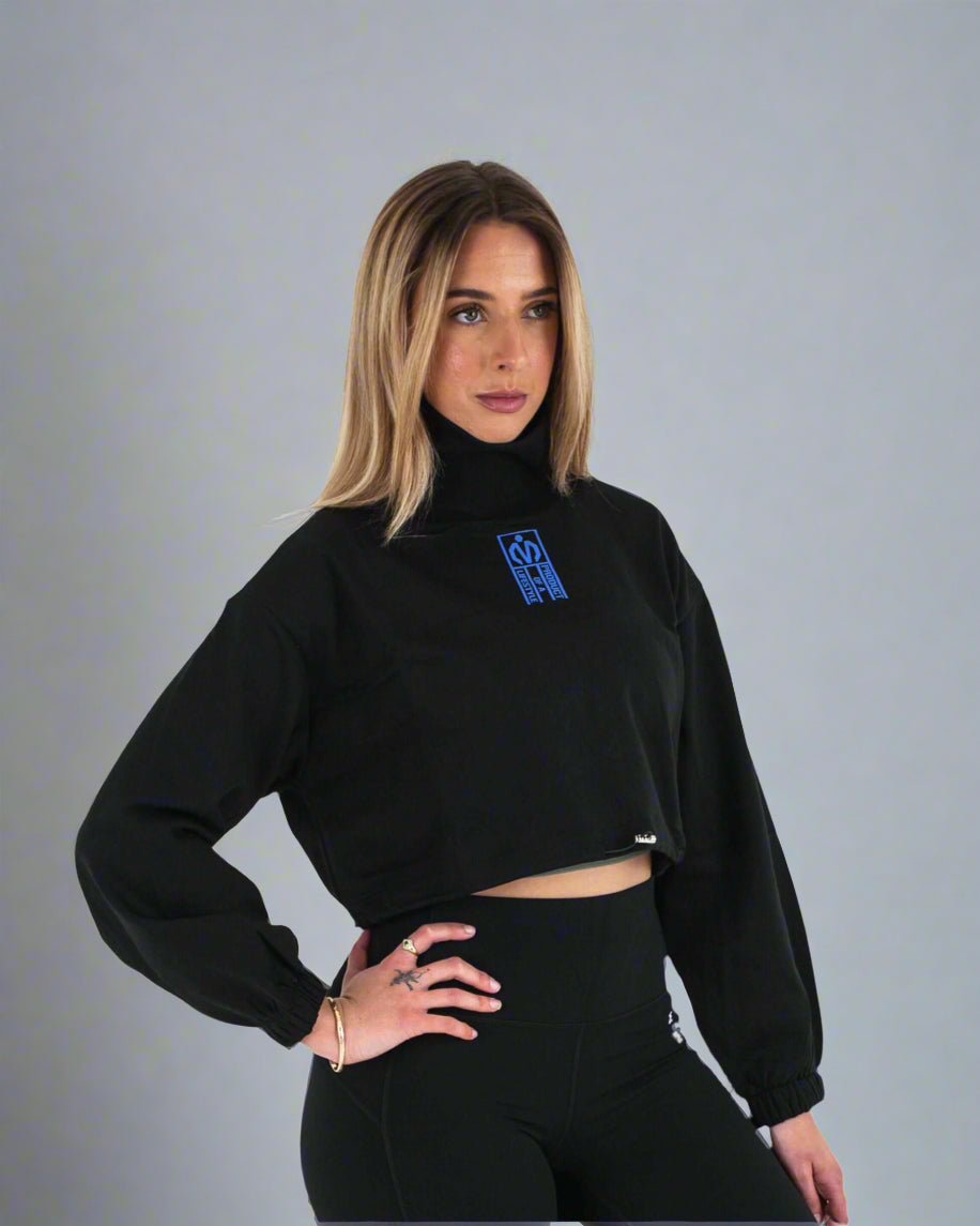 French Terry Crop Top Black - MEMFitness