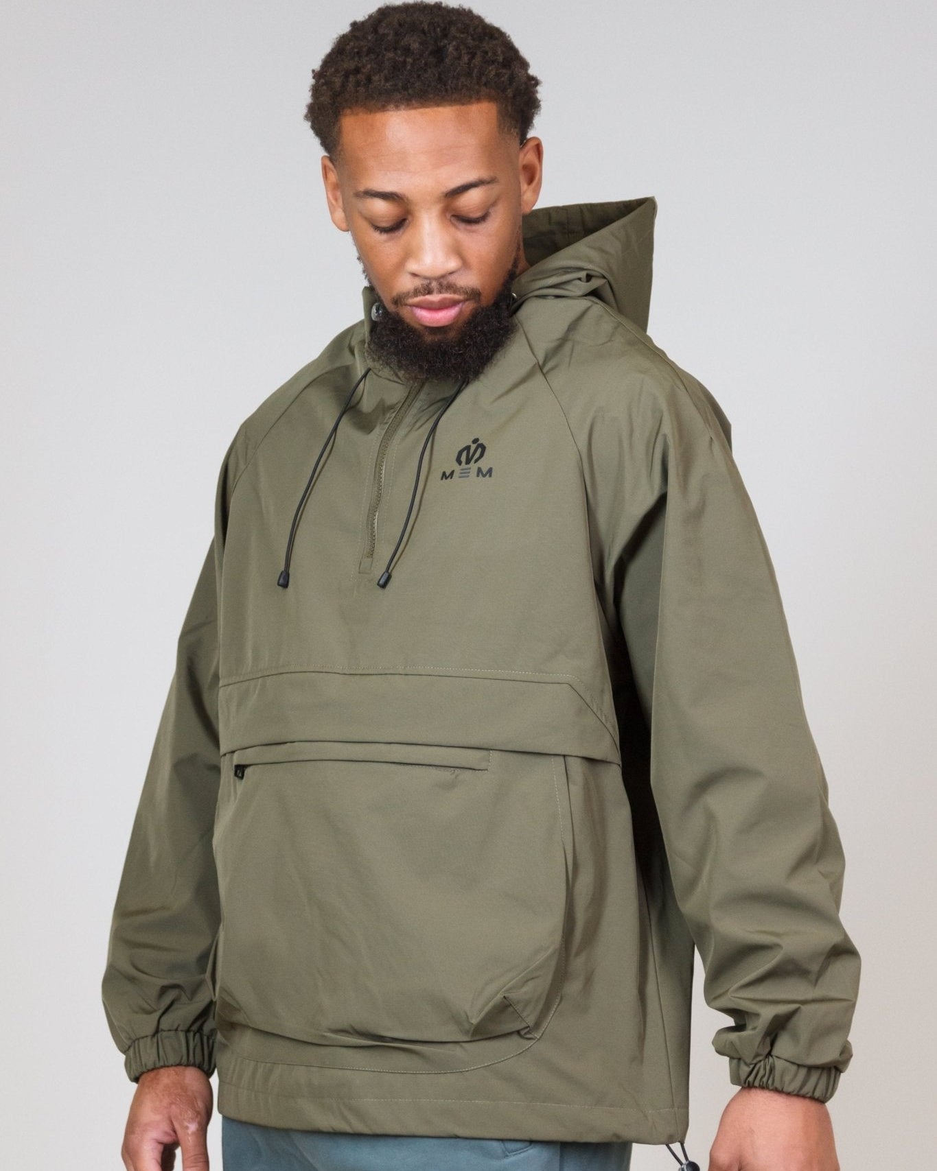 Khaki Green Water-Resistant Anorak Jacket - MEMFitness