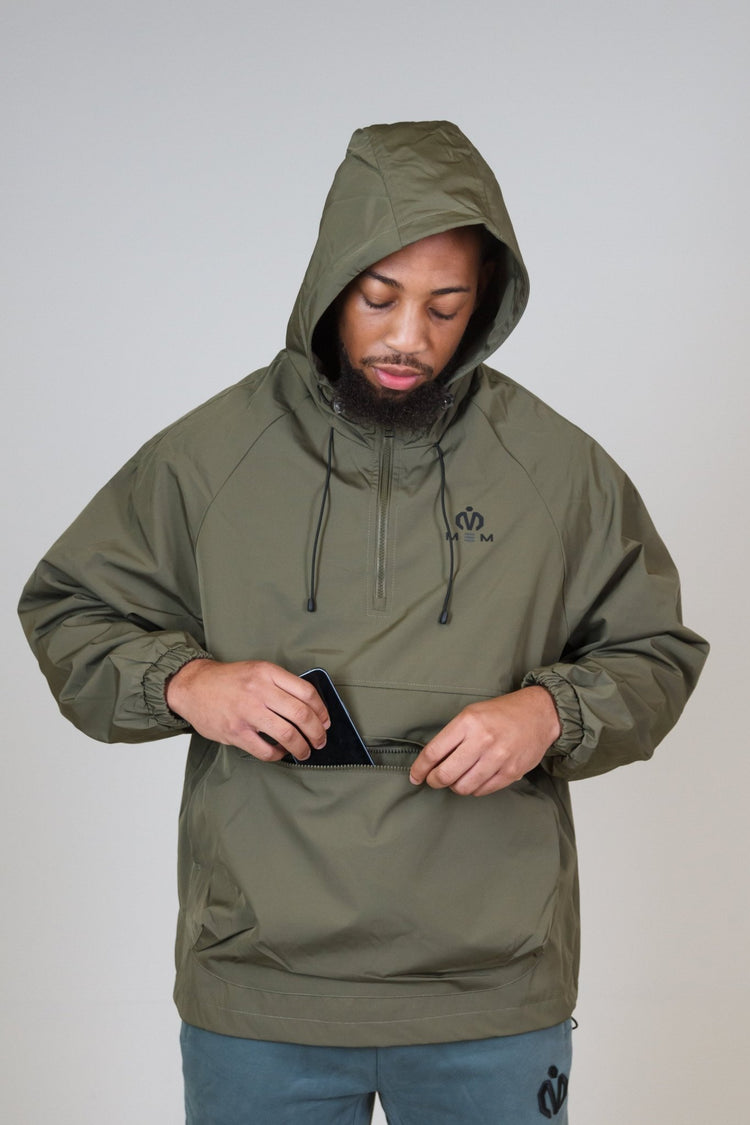 Khaki Green Water - Resistant Anorak Jacket - MEMFitness