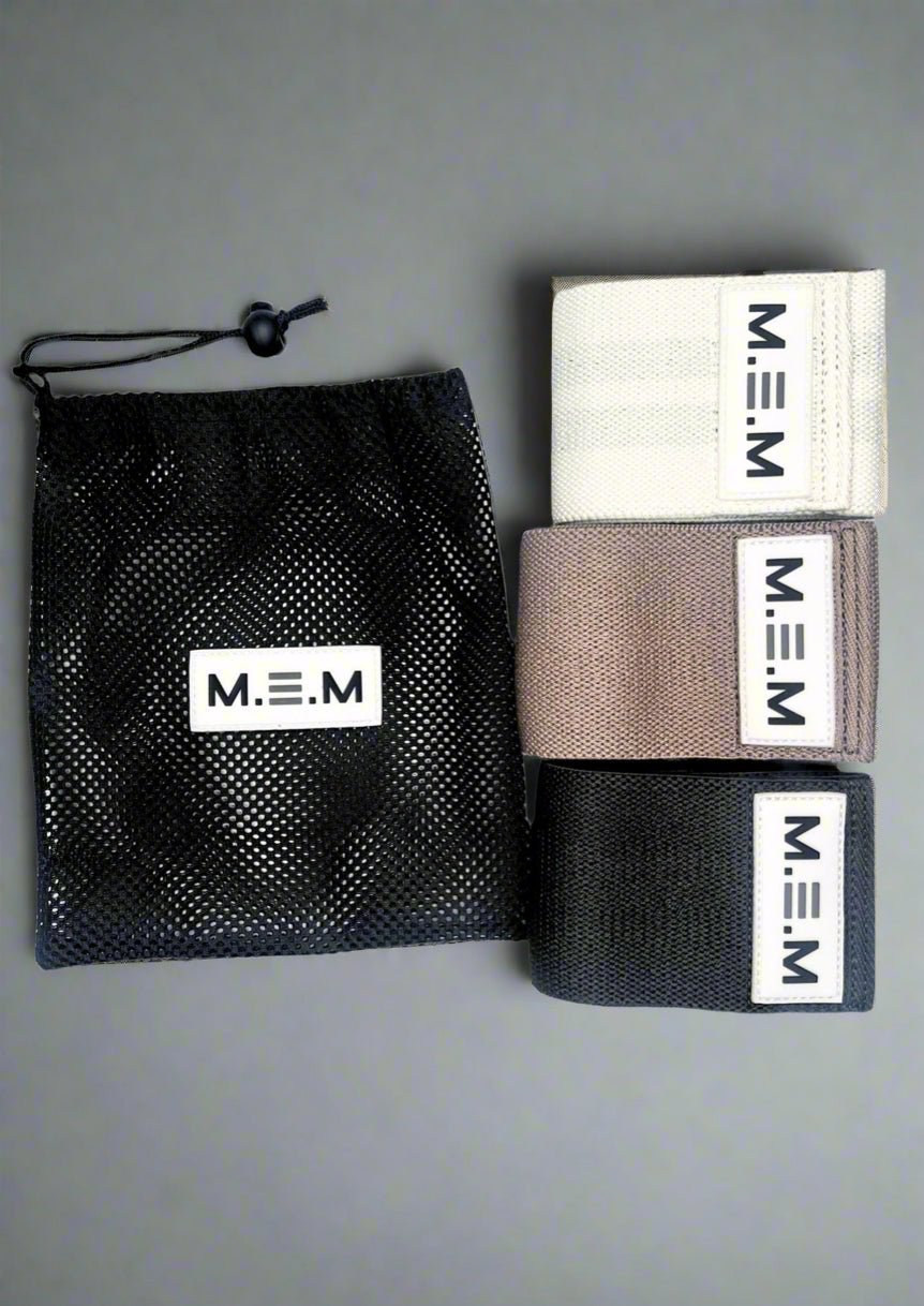 Light Medium Heavy Hip Resistance Band - 37x8cm, Latex Cotton Blend - MEMFitness