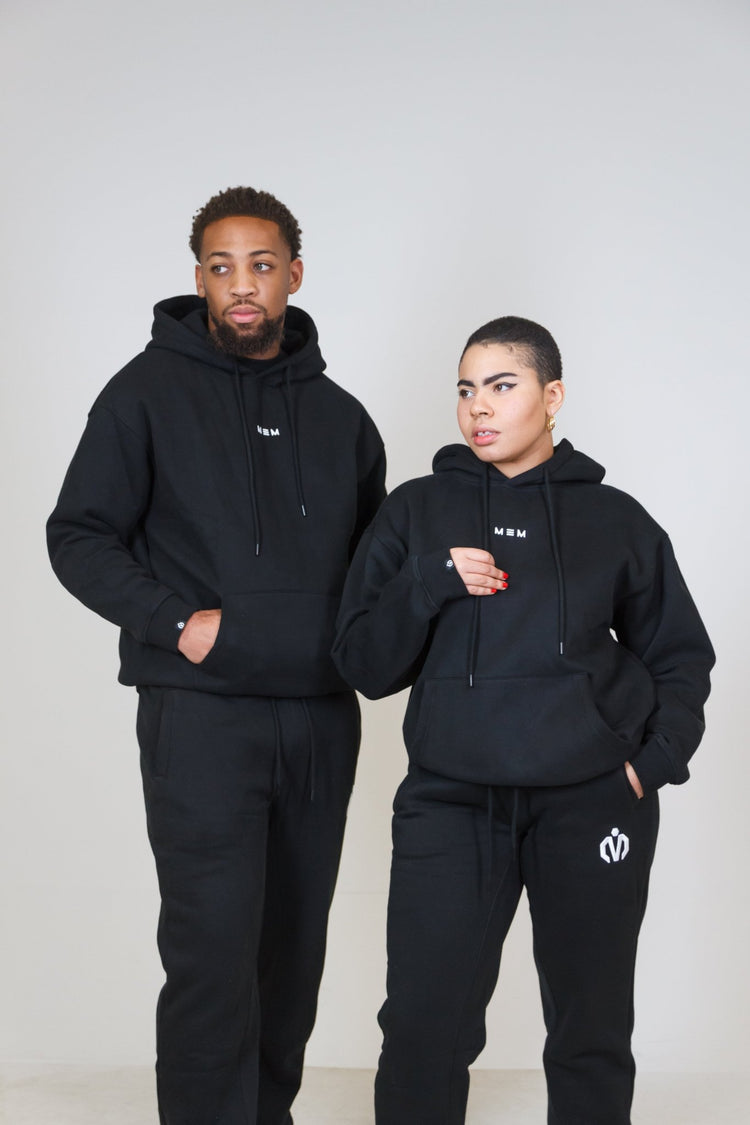 MEM 345G Heavyweight Fleece Hoodie – Black - MEMFitness