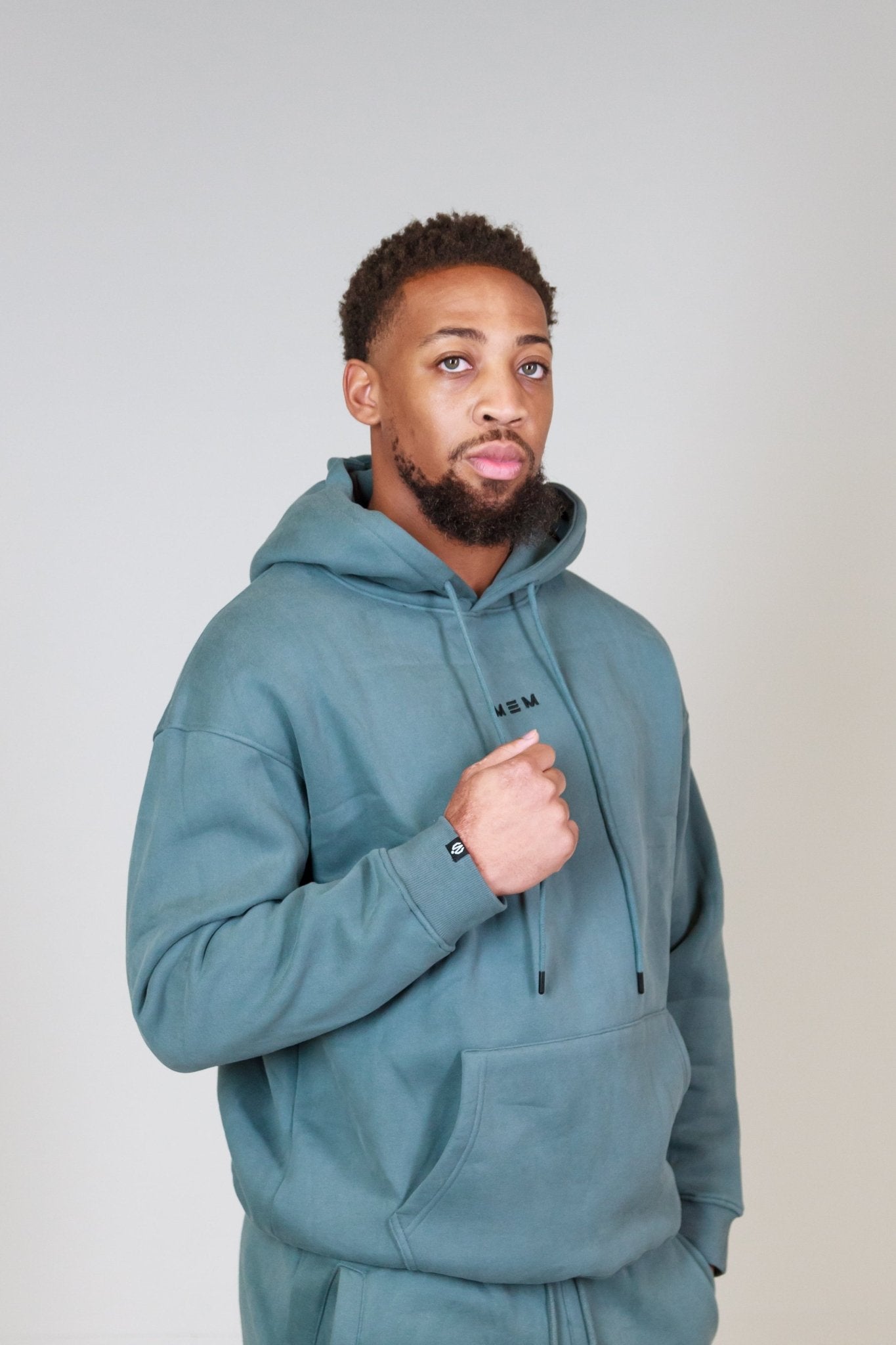 MEM 345G Oversized Heavyweight Fleece Hoodie - Grey Blue - MEMFitness