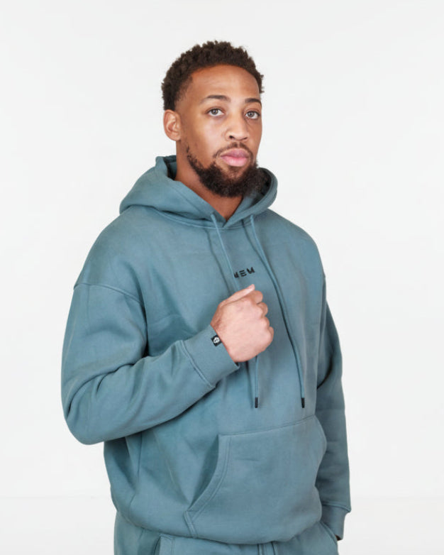 MEM 345G Oversized Heavyweight Fleece Hoodie - Grey Blue - MEMFitness