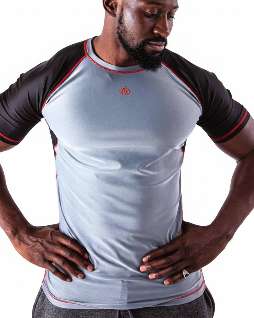 MEM Ambition Men's Compression Top – Grey/Black - MEMFitness