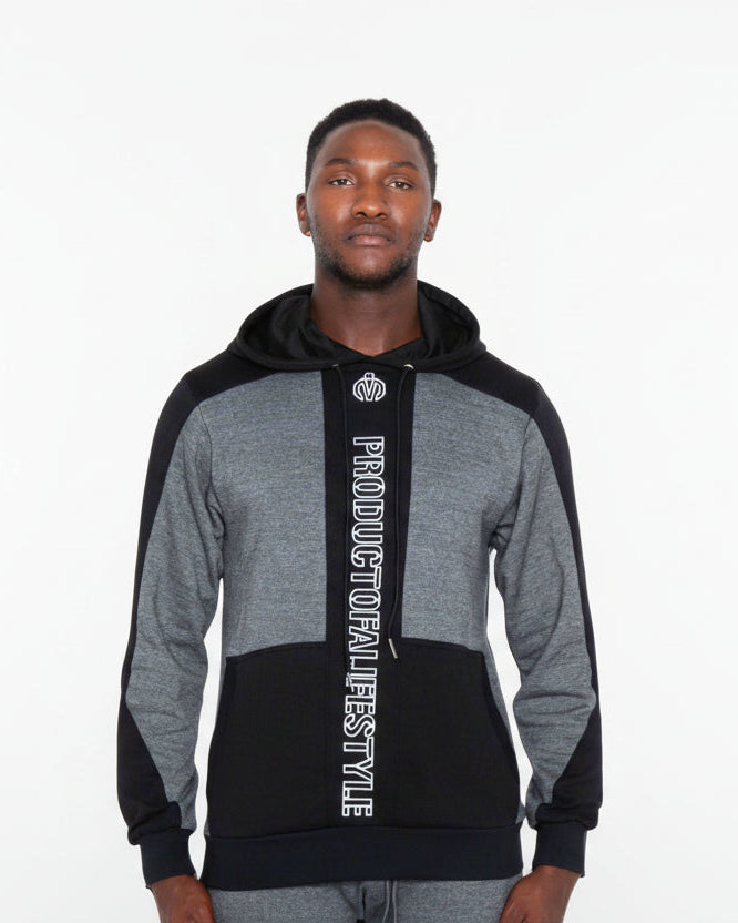 MEM - Panel Cut French Terry Hoodie Grey Black - MEMFitness