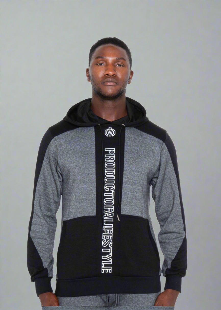 MEM - Panel Cut French Terry Hoodie Grey Black - MEMFitness