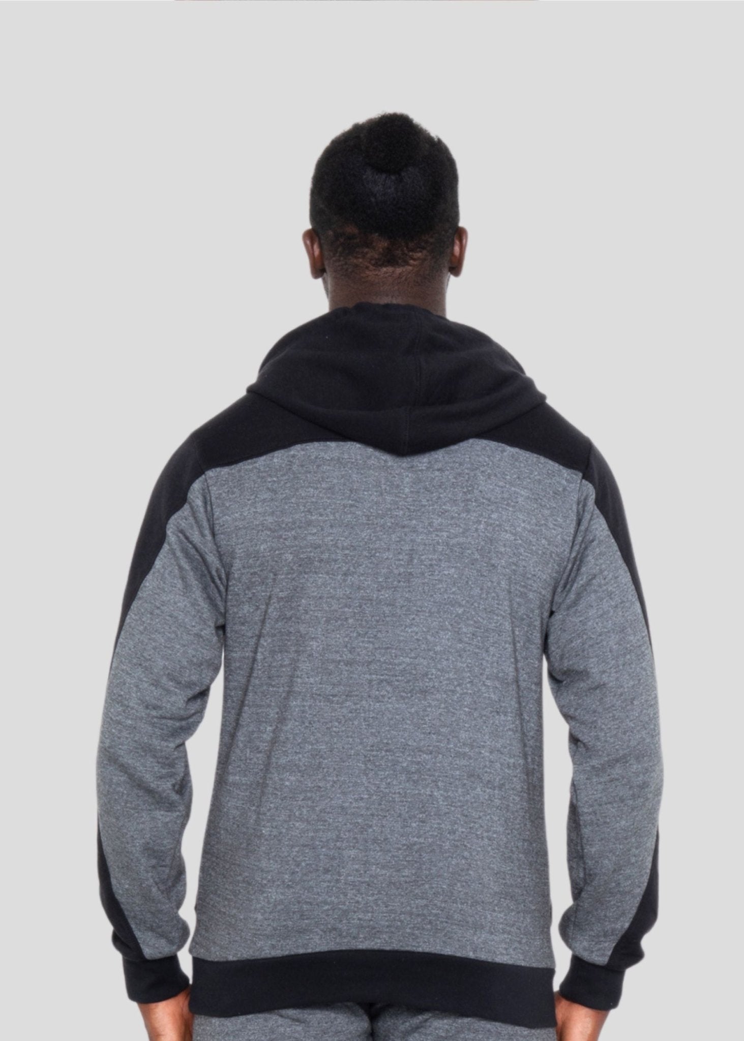 MEM - Panel Cut French Terry Hoodie Grey Black - MEMFitness