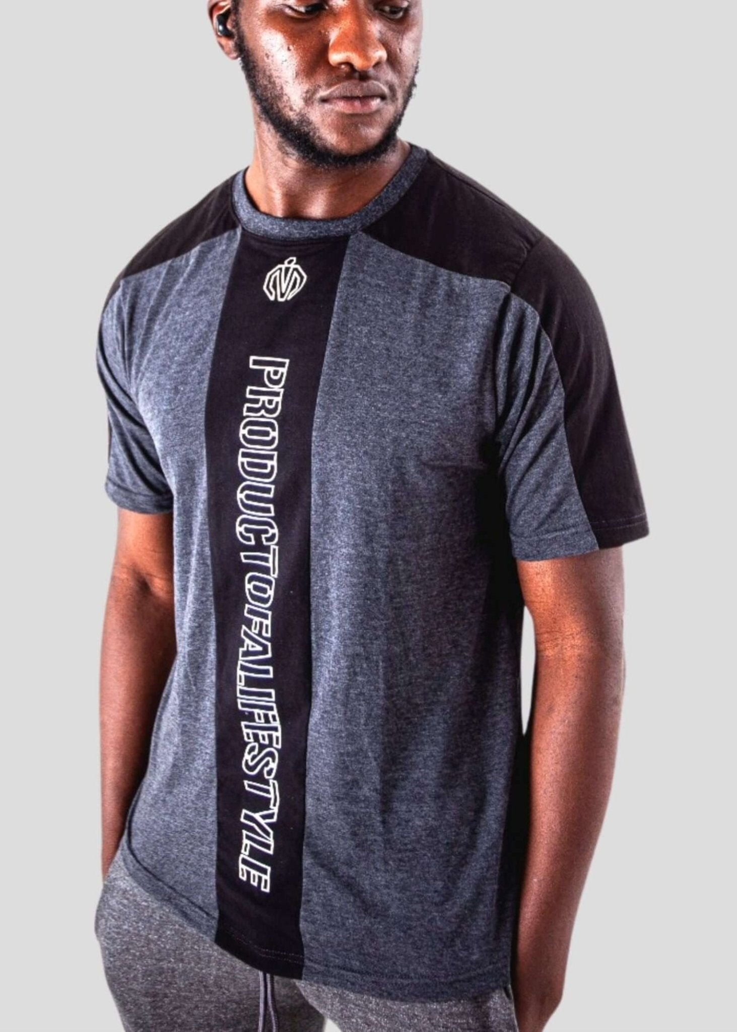 MEM Pol Panel Cut T-shirt Grey Black - MEMFitness