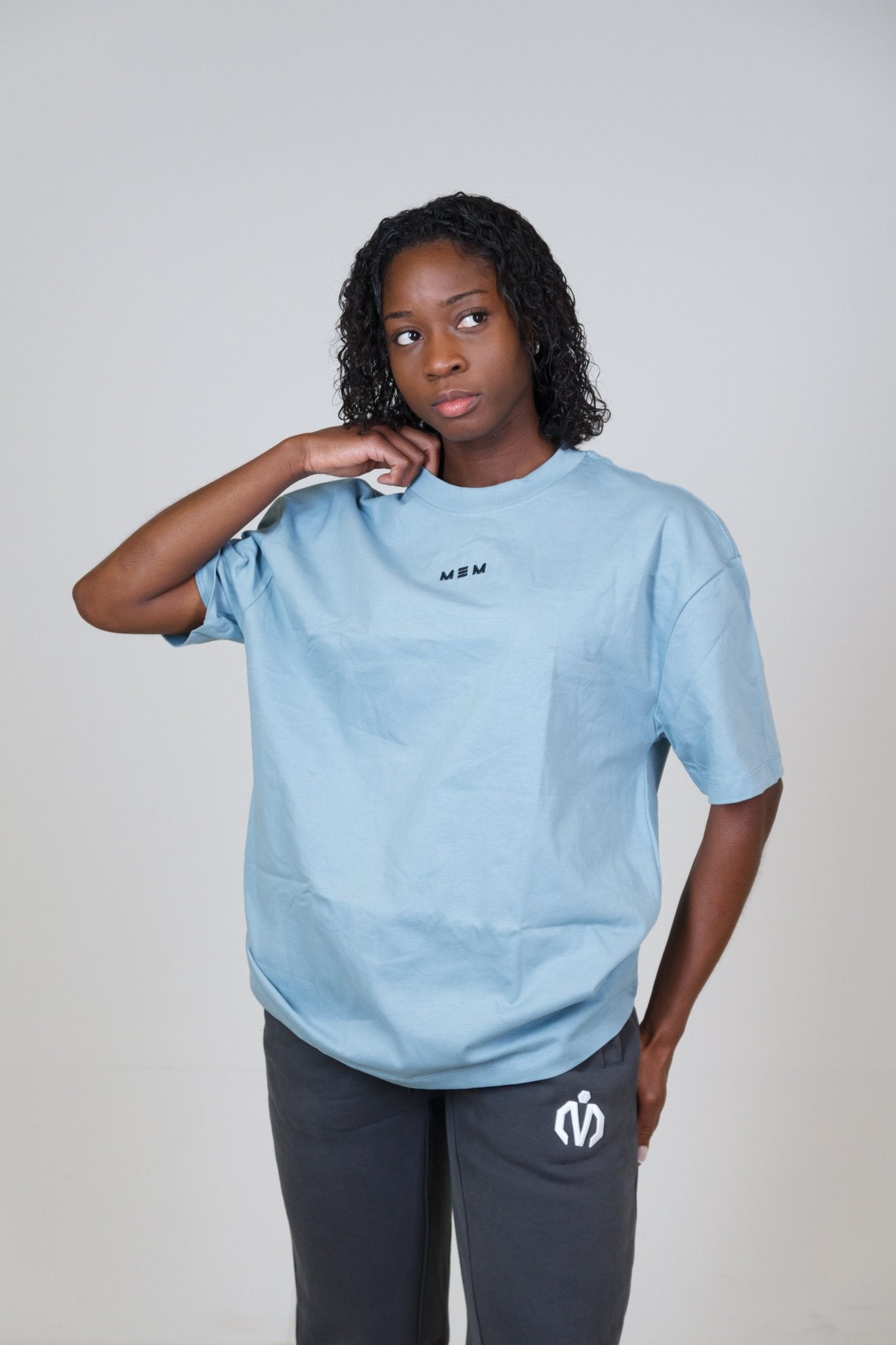 MEM Unisex 305G Heavyweight Oversized Tee - Blue - MEMFitness