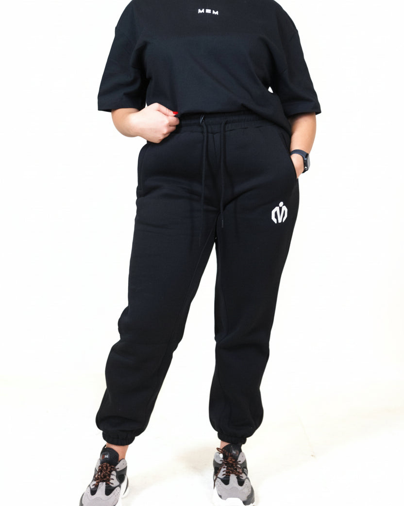 MEM Unisex 345G Heavyweight Fleece Joggers - Black - MEMFitness