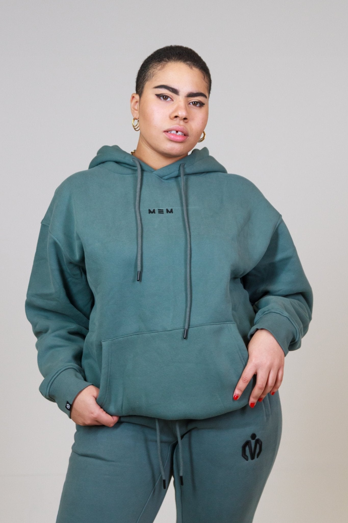 MEM Unisex 345G Oversized Heavyweight Fleece Hoodie - Grey Blue - MEMFitness