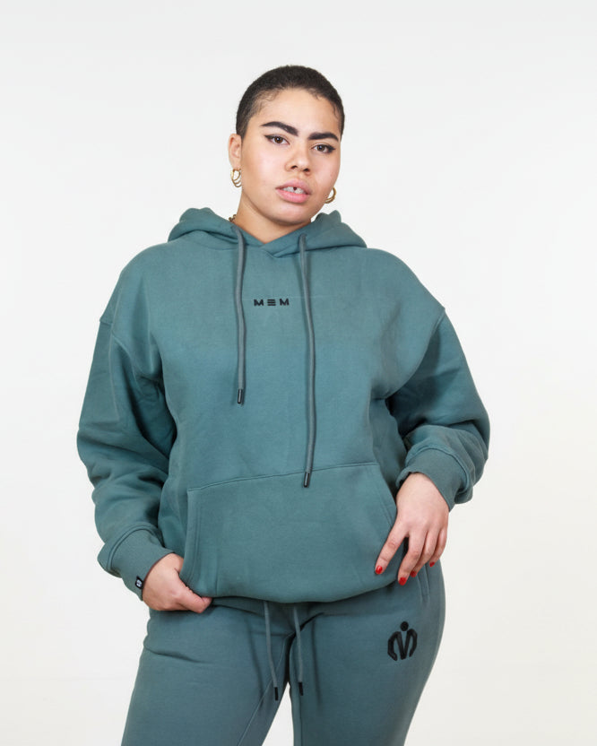 MEM Unisex 345G Oversized Heavyweight Fleece Hoodie - Grey Blue - MEMFitness