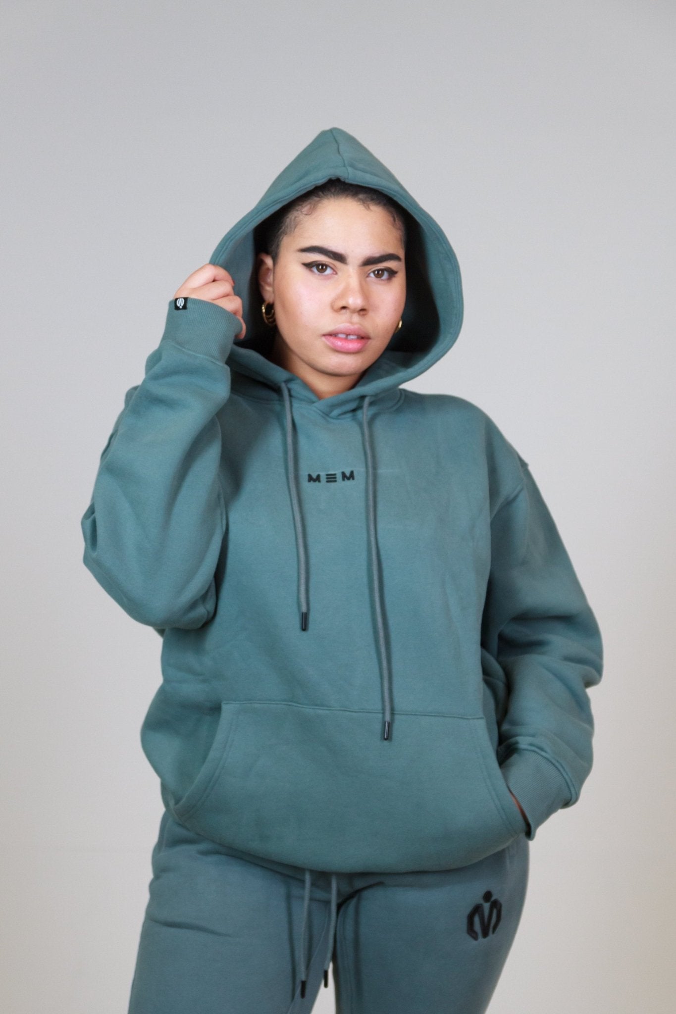 MEM Unisex 345G Oversized Heavyweight Fleece Hoodie - Grey Blue - MEMFitness