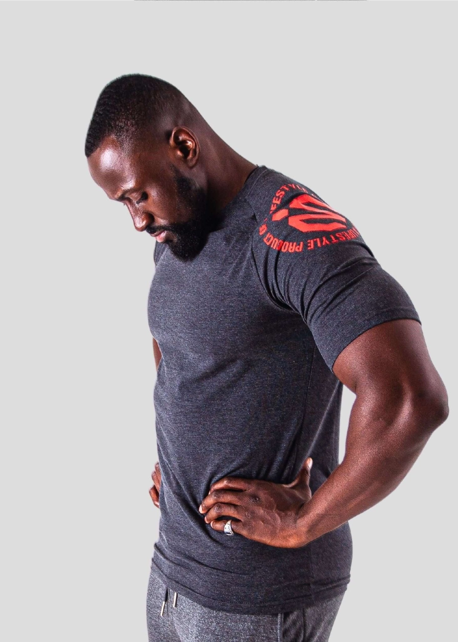 MEMFitness Bold Flex Icon T-Shirt Grey - MEMFitness