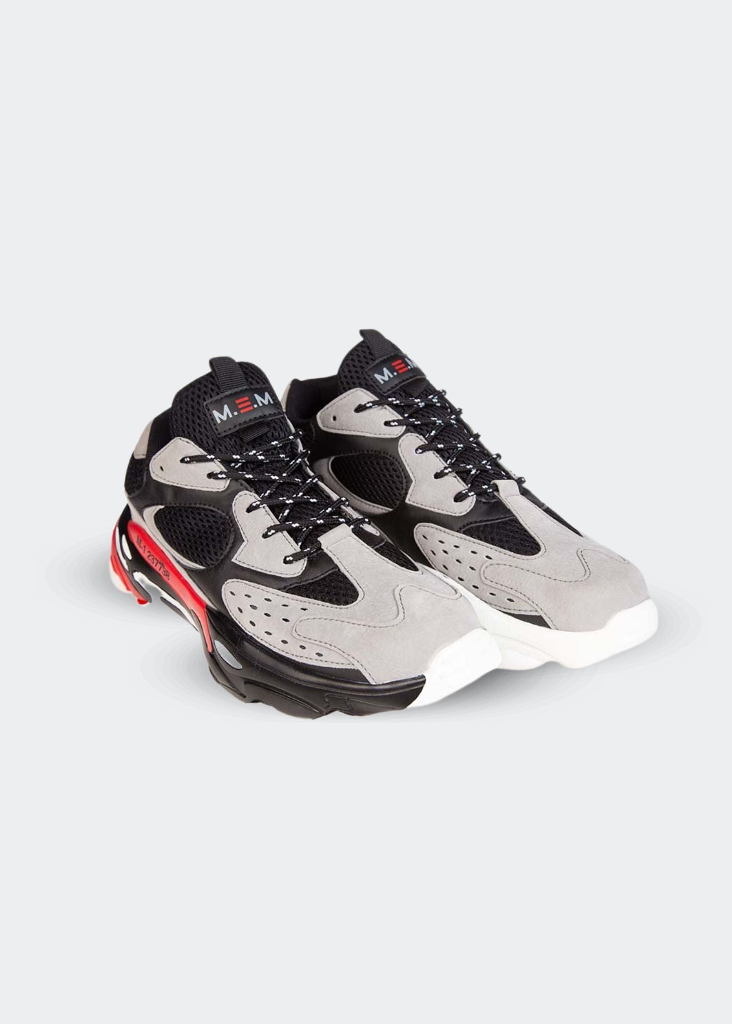 MEMFitness Classic Mesh & Pu Leather Runners Grey/Black - MEMFitness