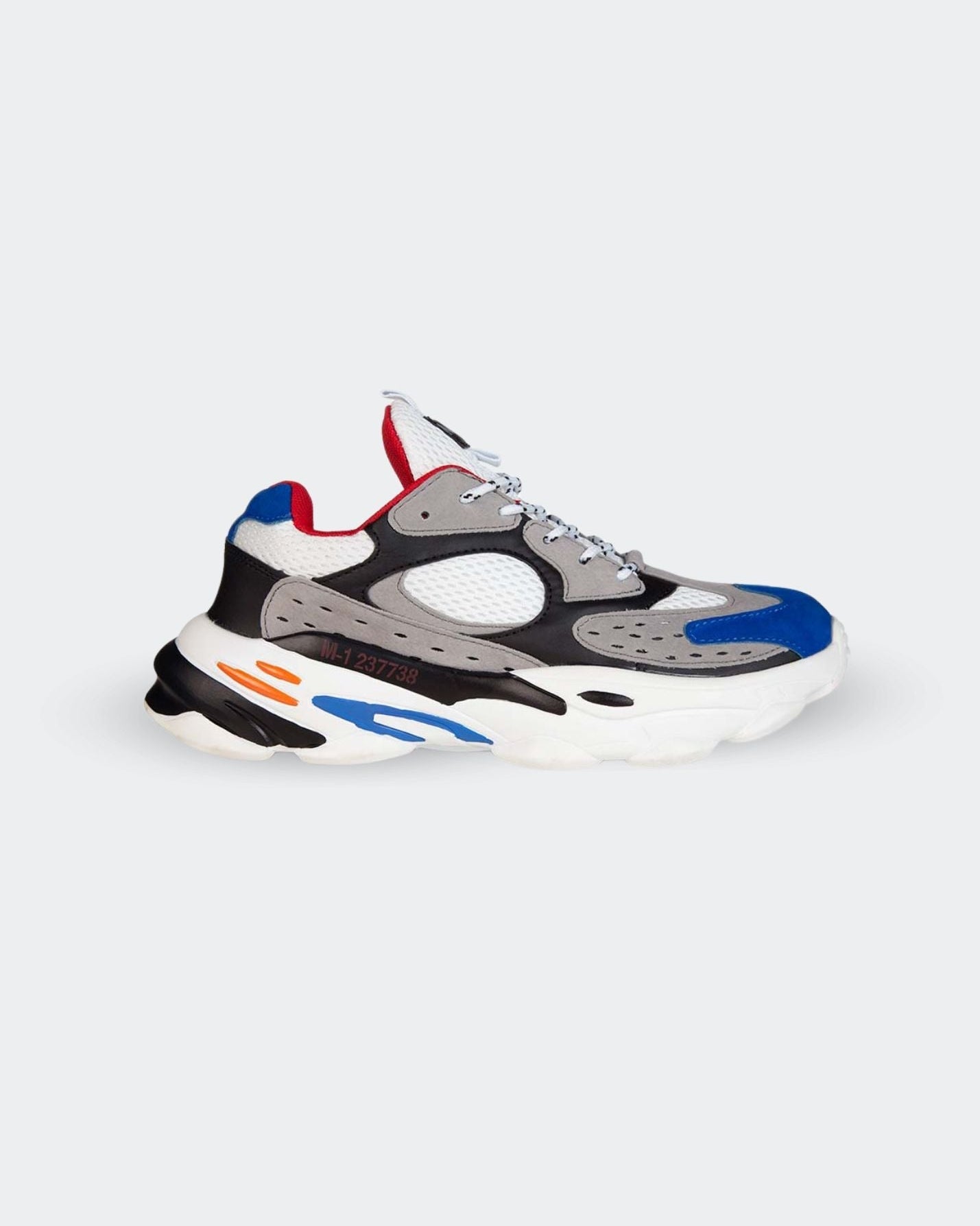 MEMFitness Classic Mesh Pu Leather Runners White & Blue - MEMFitness