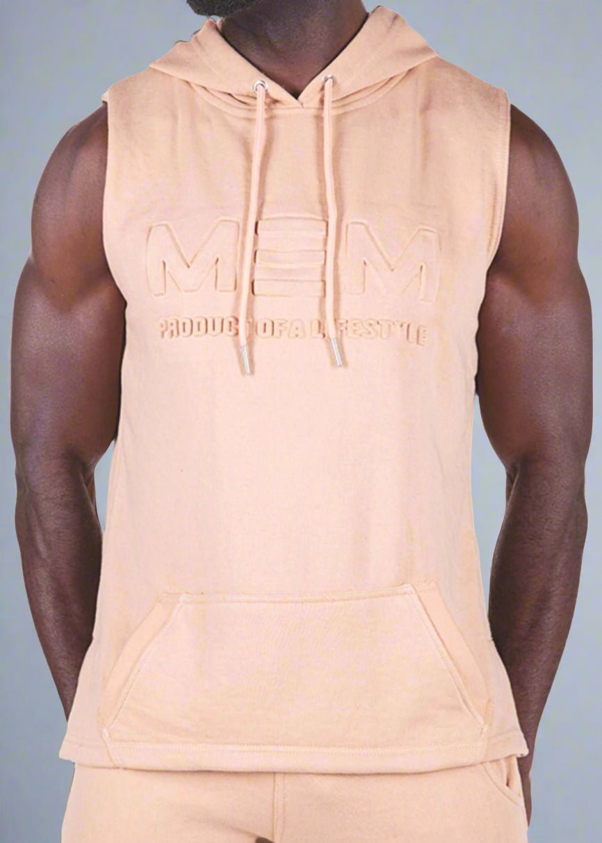 MEMFitness French Terry Chocolate Sleeveless Hoodie - MEMFitness