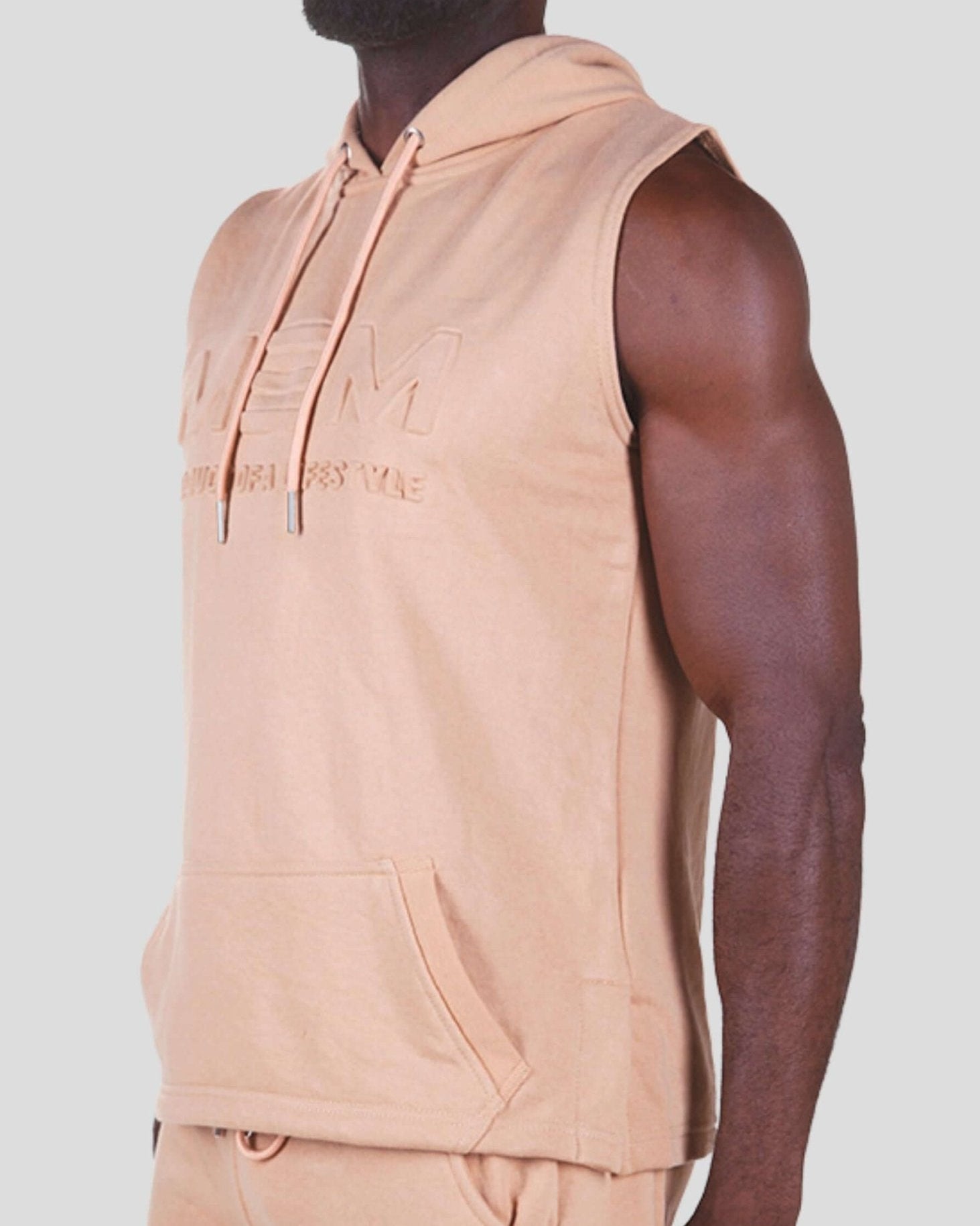 MEMFitness French Terry Chocolate Sleeveless Hoodie - MEMFitness