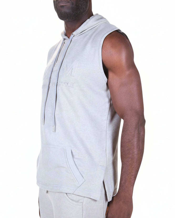 MEMFitness French Terry Grey Sleeveless Hoodie - MEMFitness