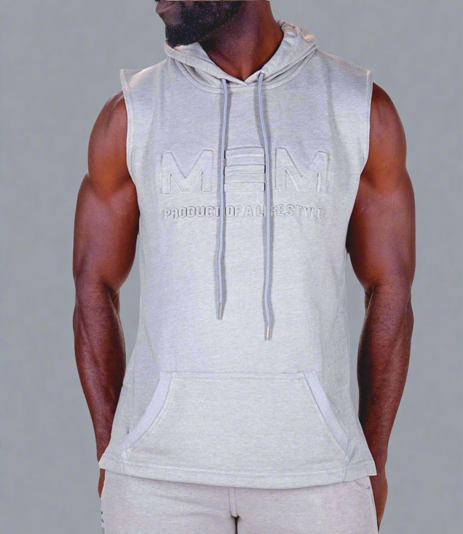 MEMFitness French Terry Grey Sleeveless Hoodie - MEMFitness