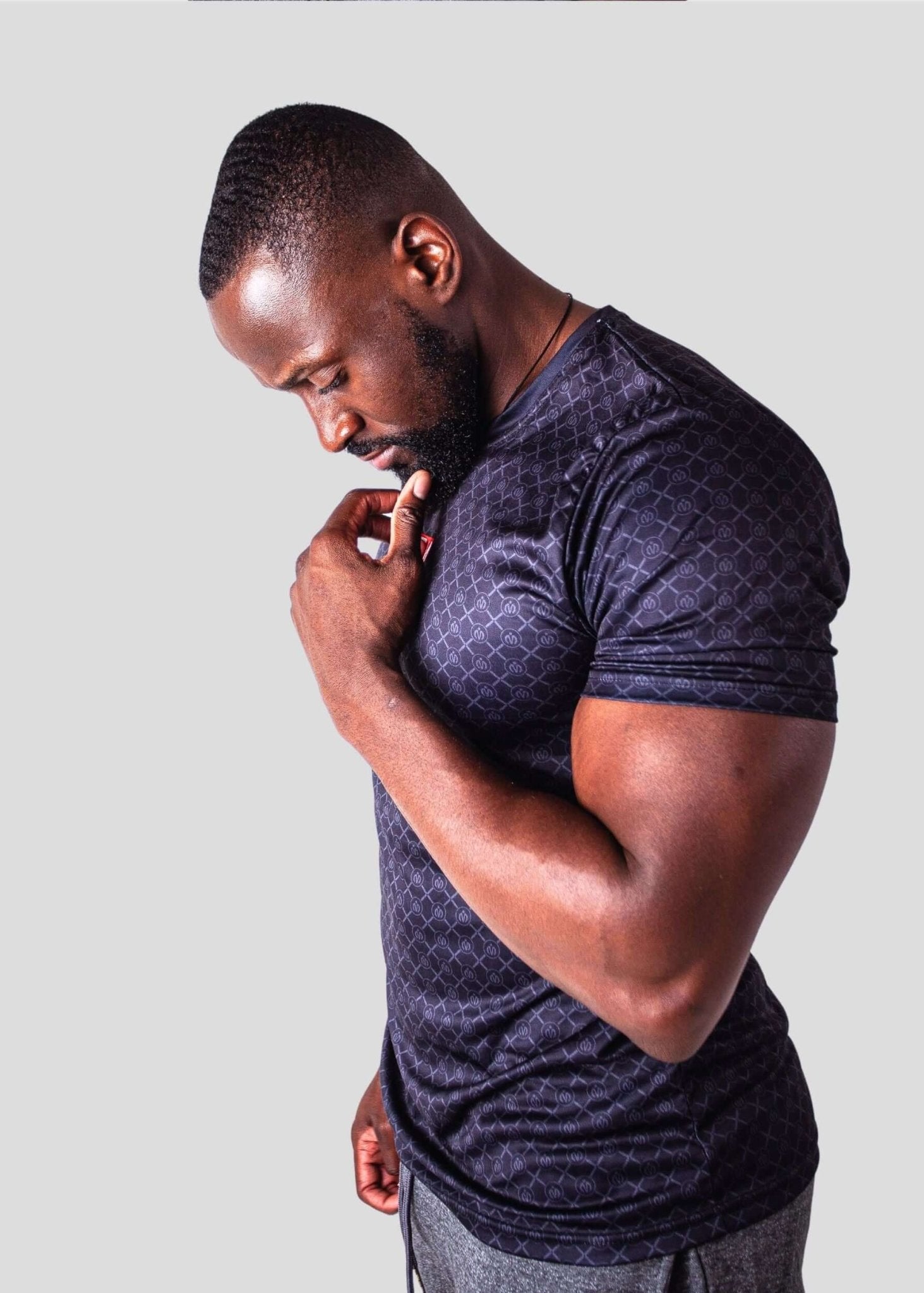 MEMFitness Quick Dry/ Anti - Bacteria Flex Icon All - over Print Black Tee - MEMFitness