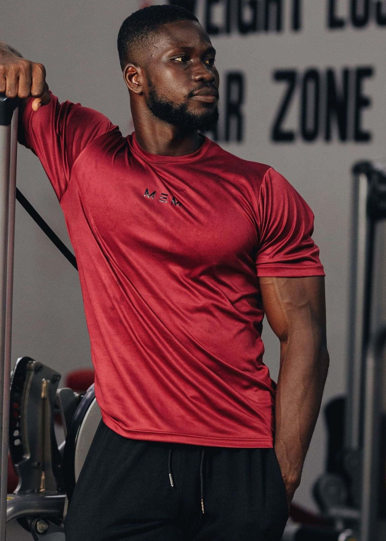 MEMFitness Quick Dry Anti - Bacteria Peak Training Burgundy Tee - MEMFitness