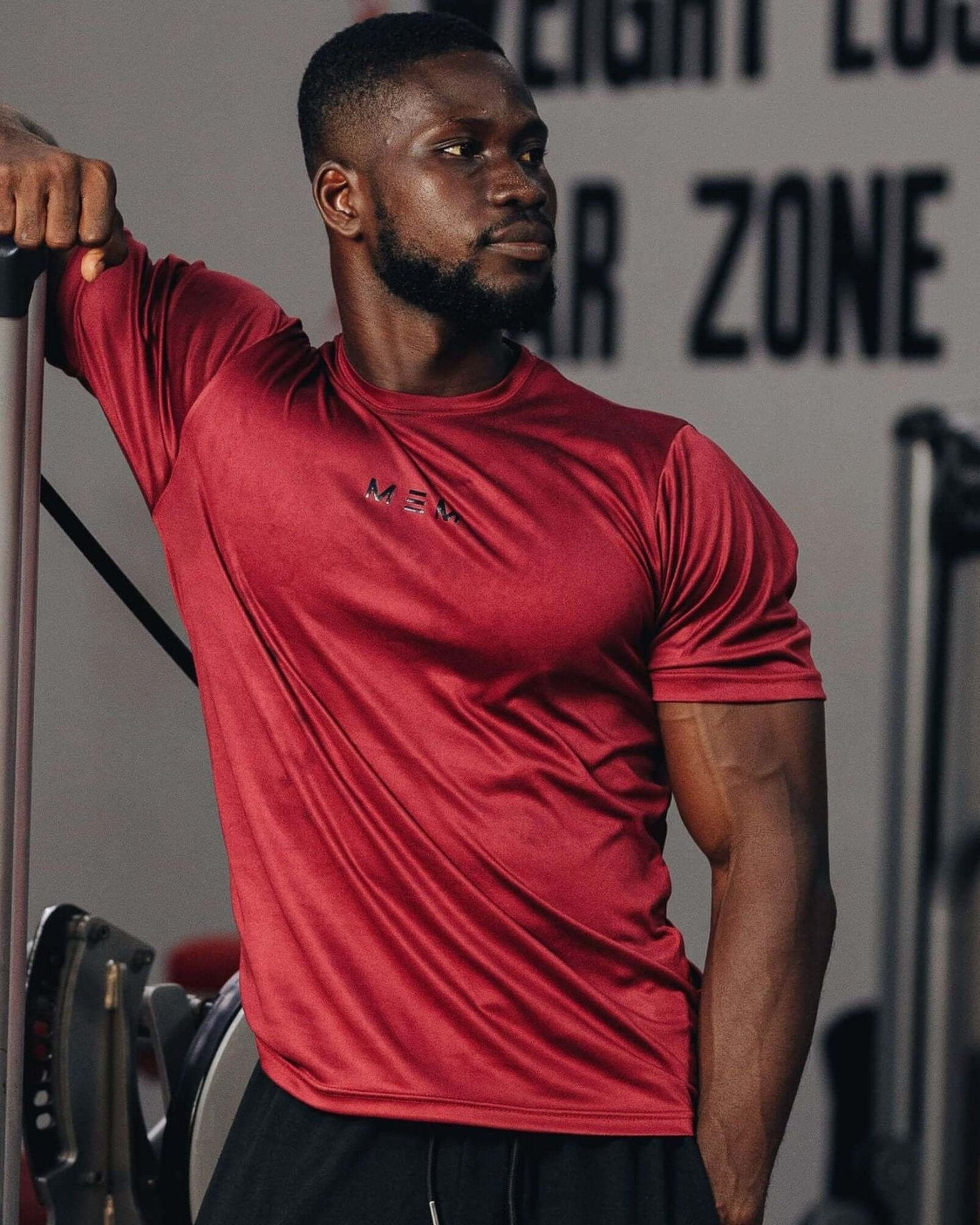 MEMFitness Quick Dry Anti - Bacteria Peak Training Burgundy Tee - MEMFitness