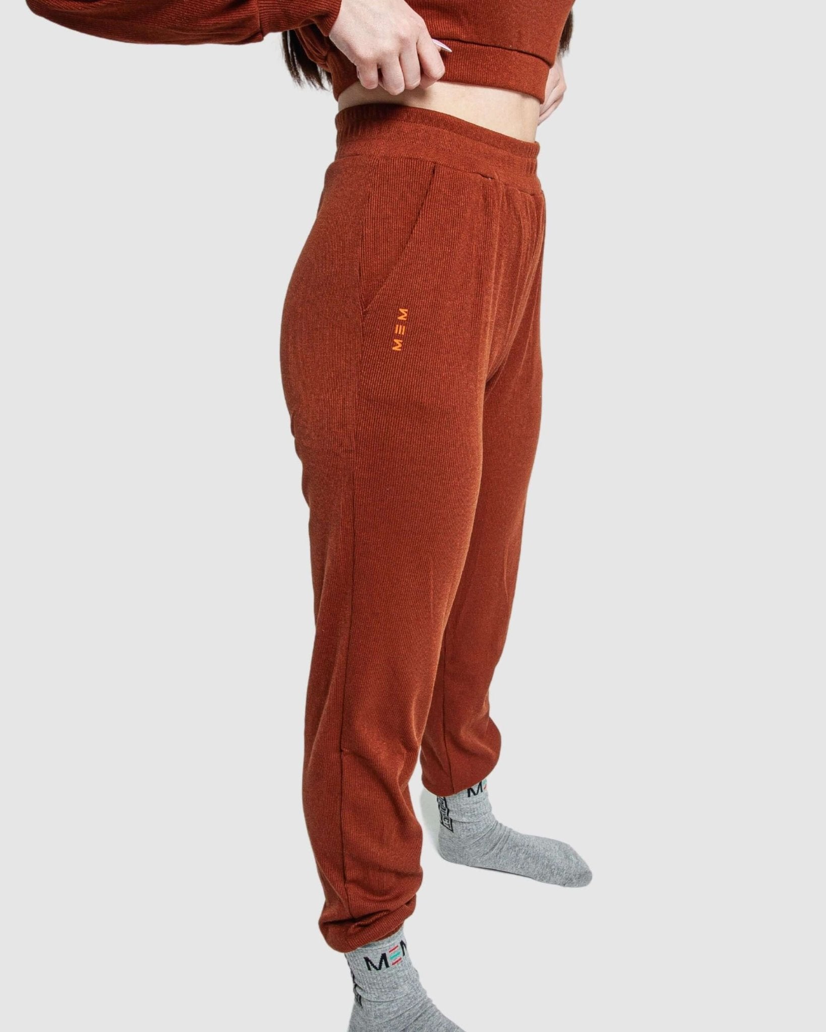 MEMFitness Ribbed Joggers Brown - MEMFitness