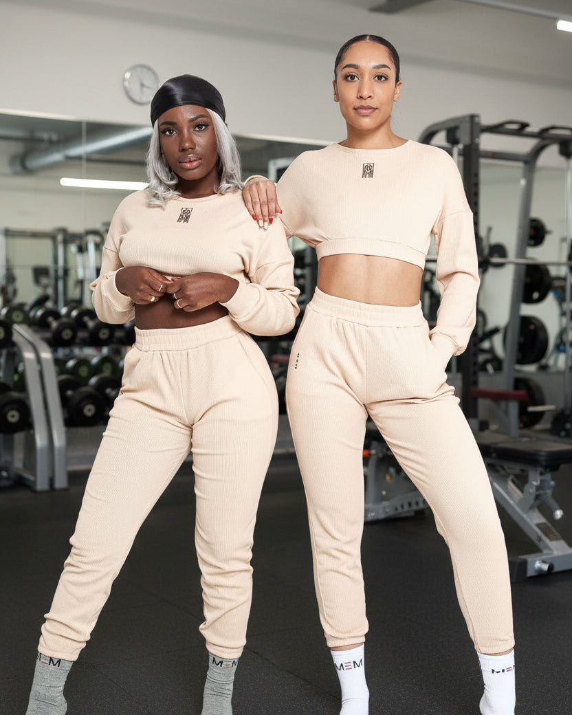 MEMFitness Ribbed Joggers Cream - MEMFitness