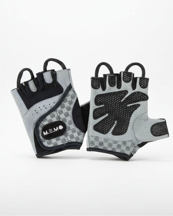 MEMFitness V - 2 Women's Weight Lifting Gloves Loops For Easy Removal Grey Black - MEMFitness