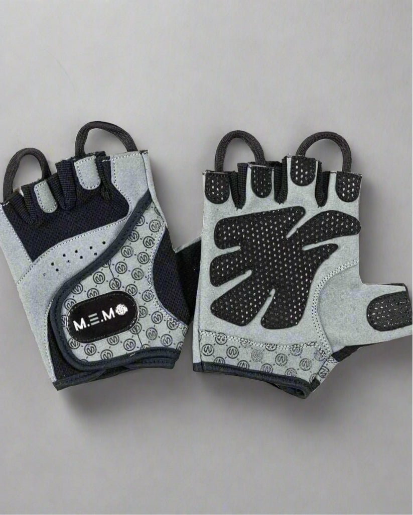 MEMFitness V - 2 Women's Weight Lifting Gloves Loops For Easy Removal Grey Black - MEMFitness