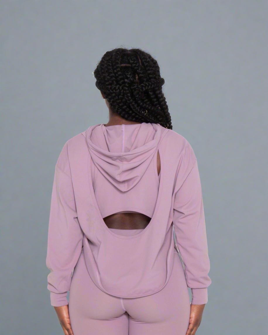Orchid Acetate Open Back Hoodie for Gym & Yoga - MEMFitness