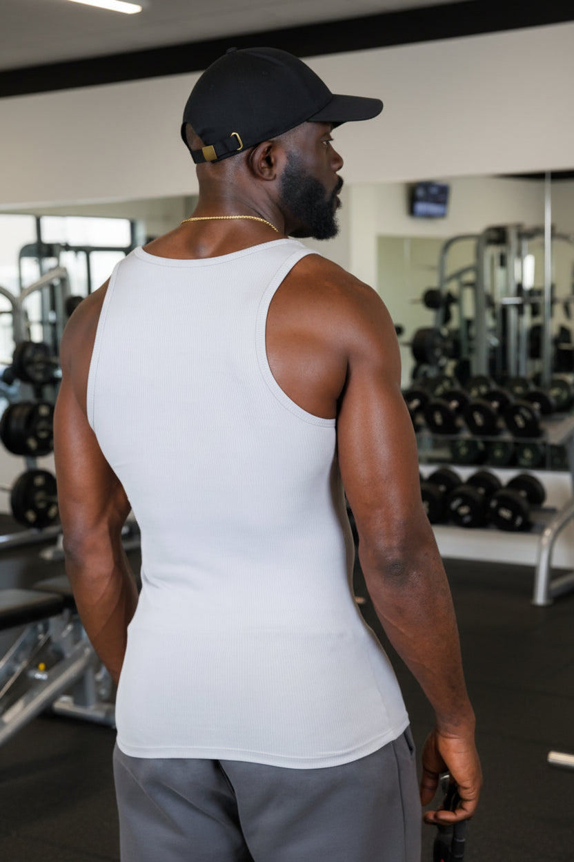 Ribbed Tank Top - Grey - MEMFitness