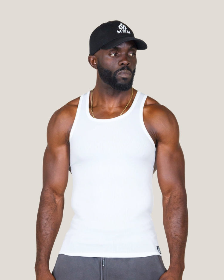 Ribbed Tank Top - White - MEMFitness