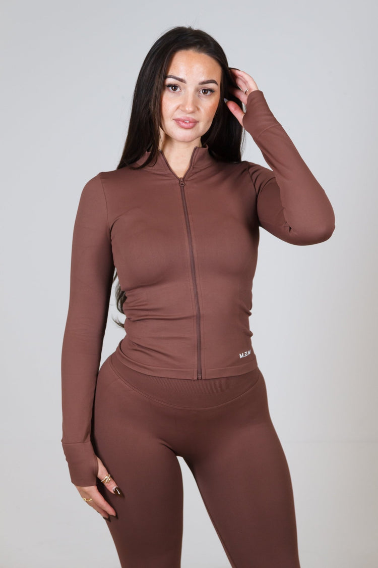 SoftSculpt Flex Zip - Up Top – Brown - MEMFitness