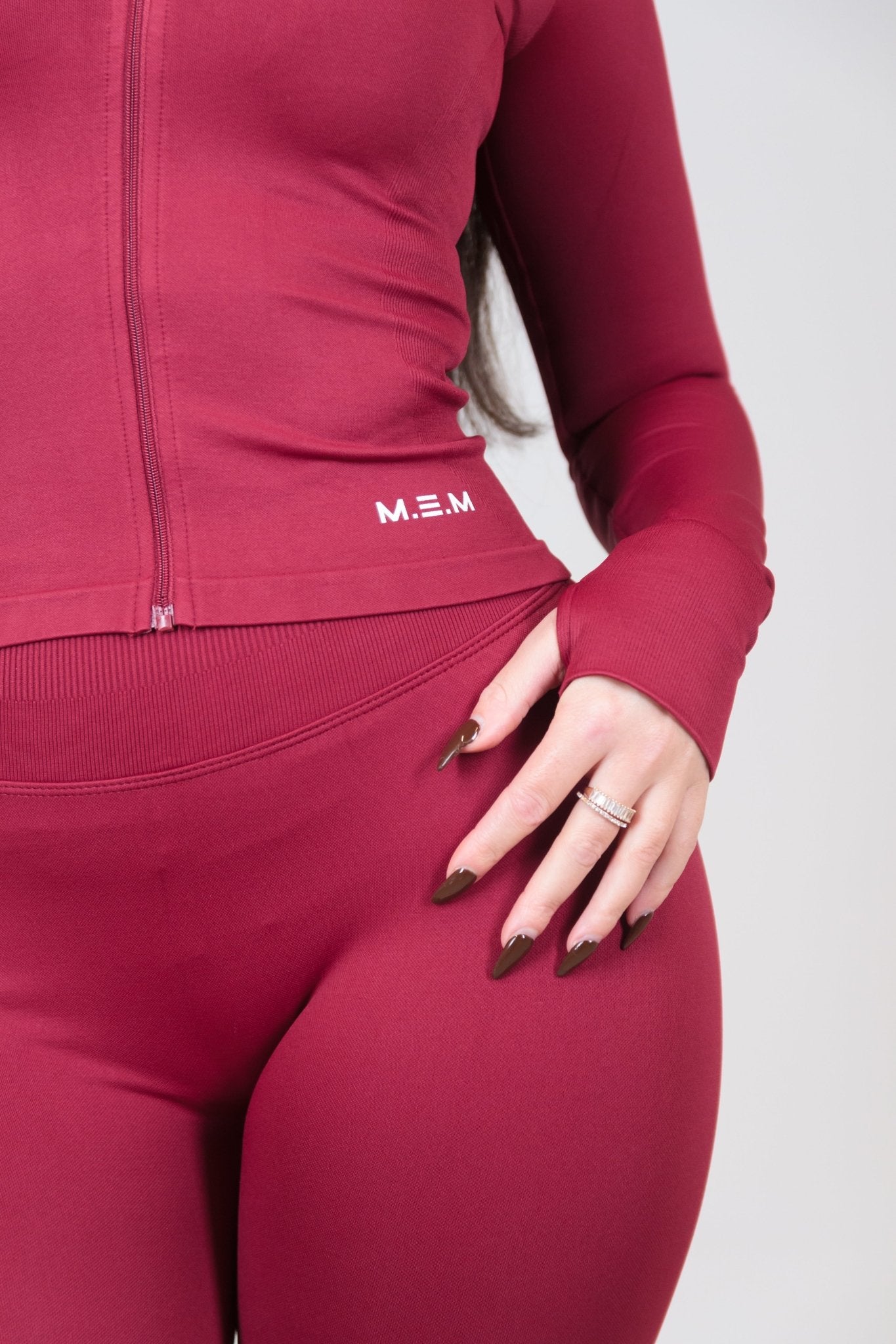 SoftSculpt Flex Zip - Up Top – Burgundy - MEMFitness