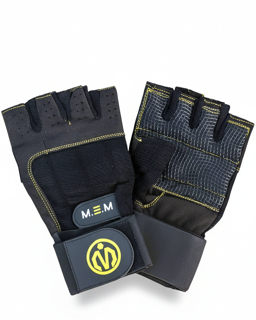Unbeatable Comfort with MEMFitness X - Treme Fit Weight Lifting Gloves Yellow Logo - MEMFitness