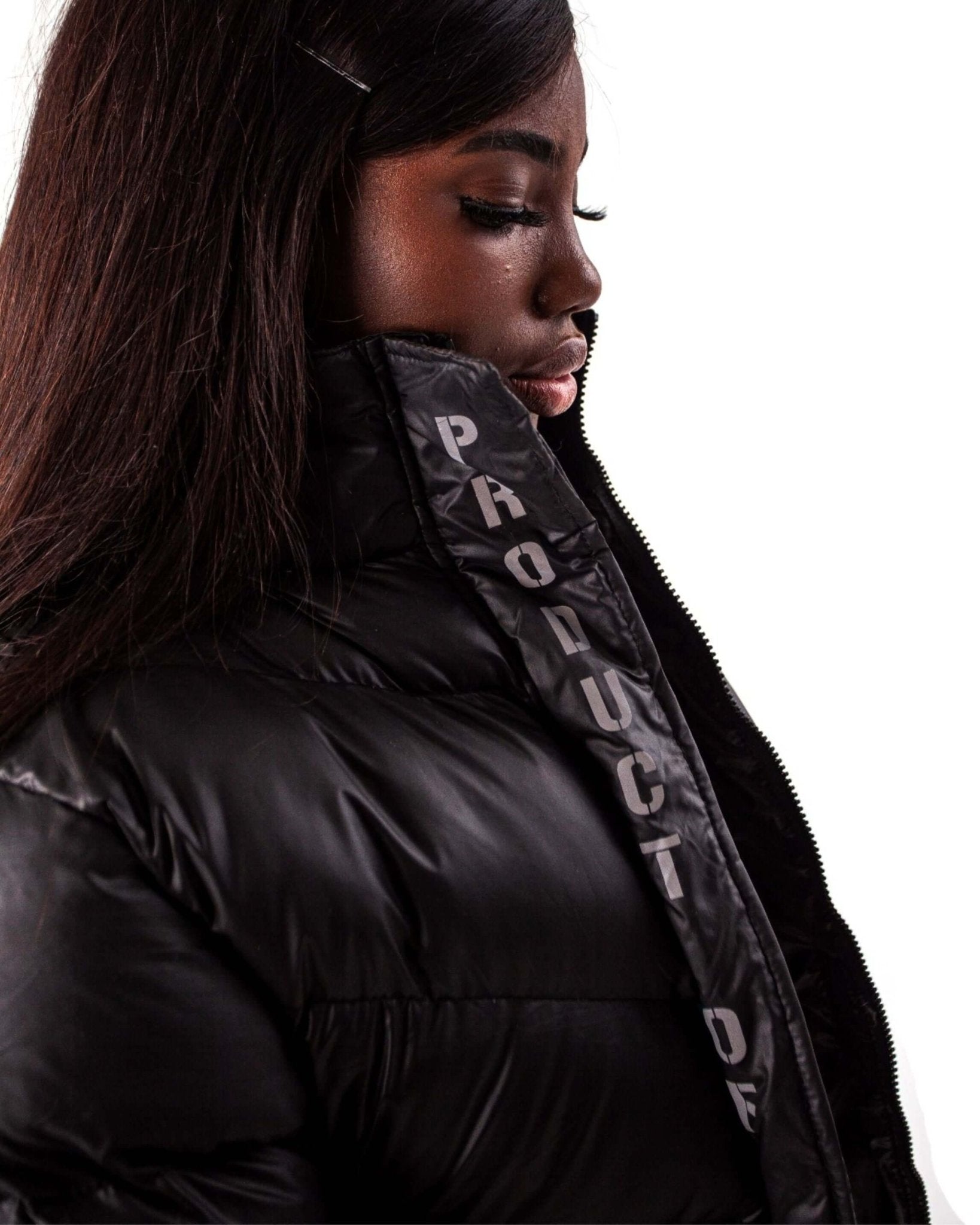 Women Matt Black Longline Puffer Jacket - MEMFitness