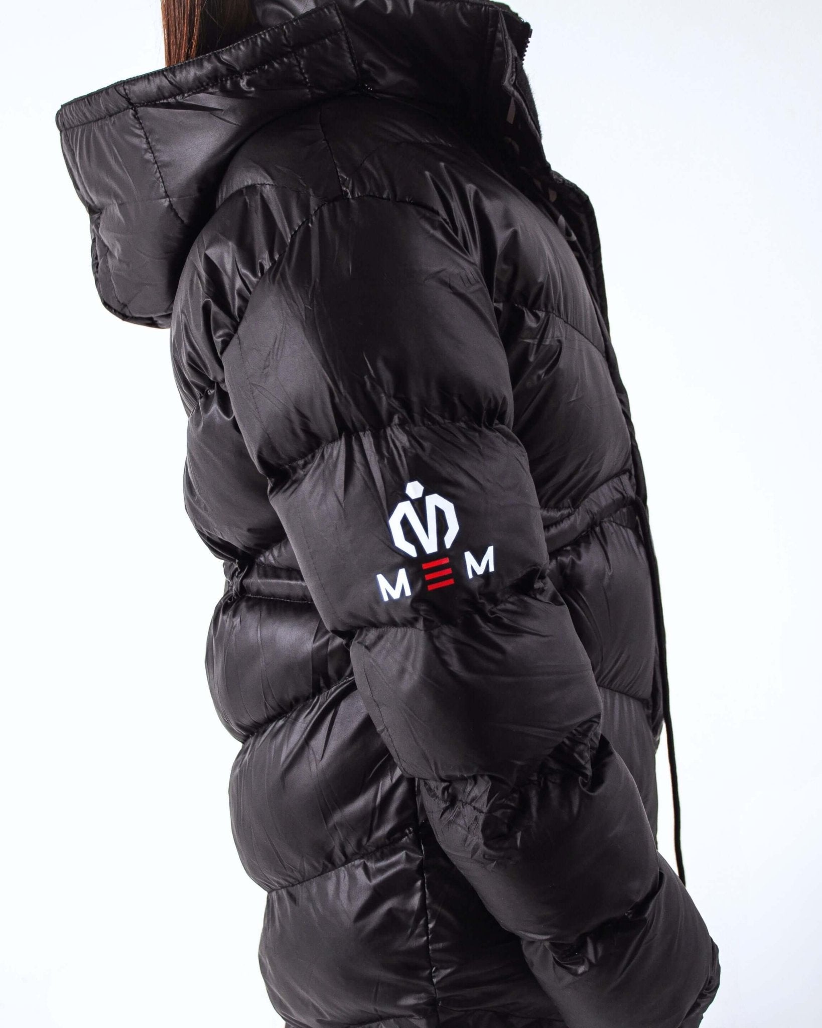Women Matt Black Longline Puffer Jacket - MEMFitness