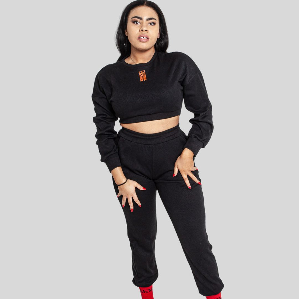 black womens joggers ribbed
